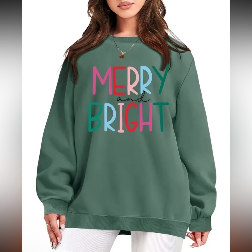 Merry and Bright Christmas Longsleeve Pullover NEW